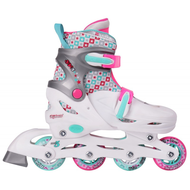 Nijdam Junior Inline Skates - Skeelers -  Roze / Wit / Mintgroen - Verstelbaar - Maat 27-28-29-30