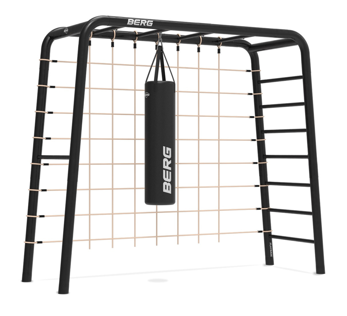 BERG PlayBase Medium TL 3-in-1 Speeltoestel - met Rekstok, Ladder, Klimnet M en Bokszak