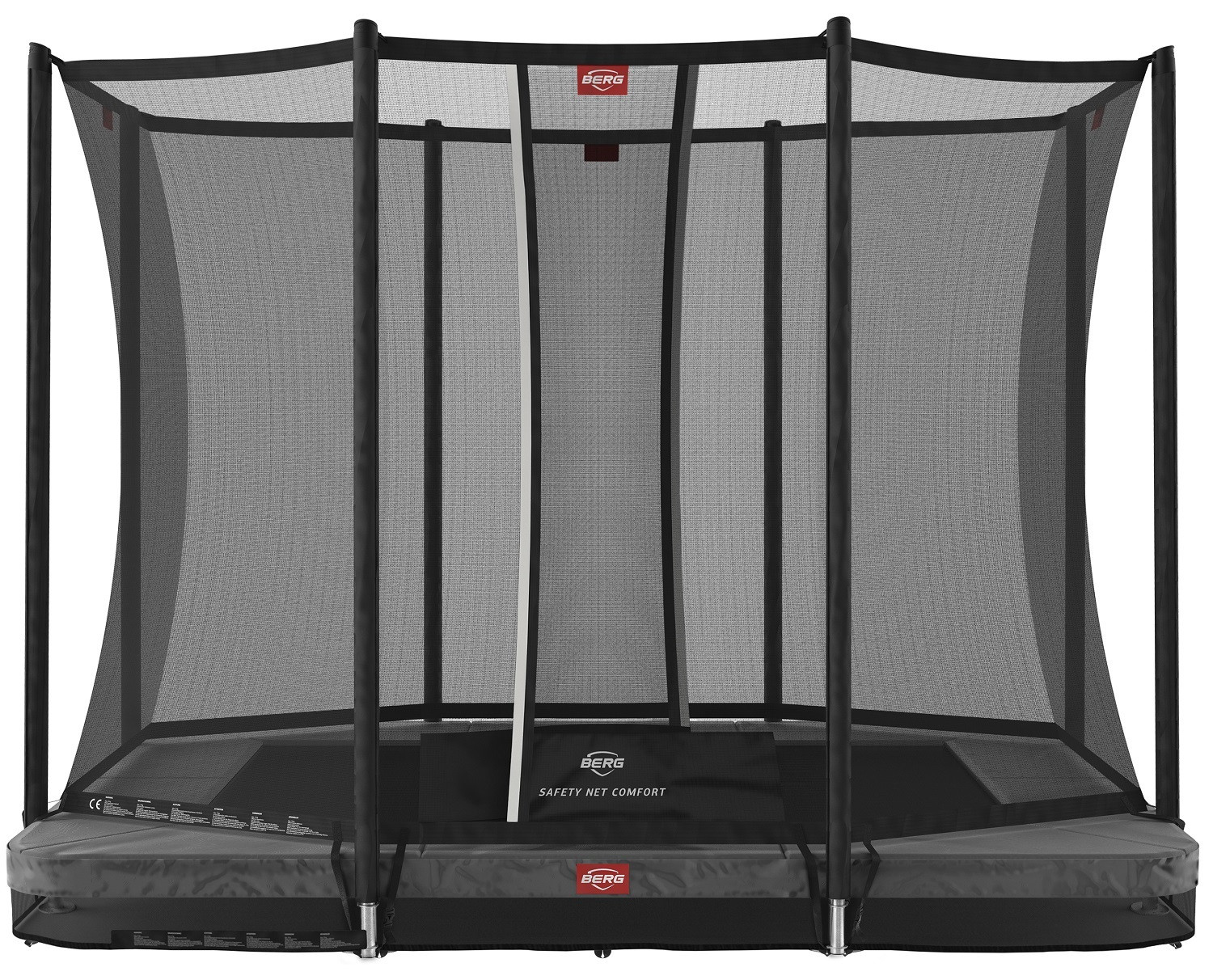 BERG Trampoline Ultim Favorit met Veiligheidsnet - Safetynet Comfort - InGround - 280 x 190 cm  - Antraciet Grijs