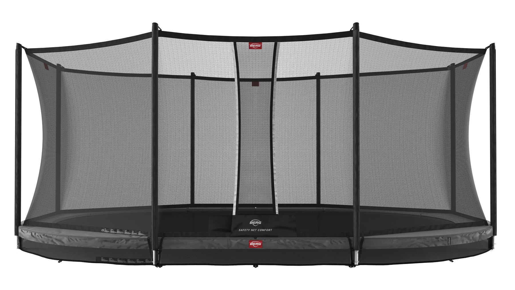 BERG Trampoline Grand Favorit met Veiligheidsnet - Safetynet Comfort - InGround - 520 x 350 cm - Antraciet Grijs