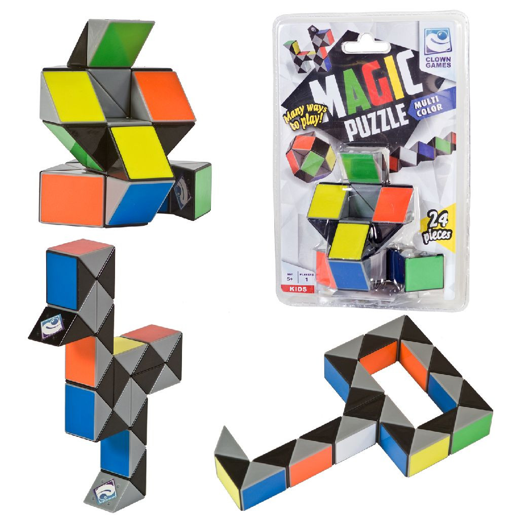 Clown Games Magic Puzzel - L - 24 Delig - Fidget Snake - Multi-Colour