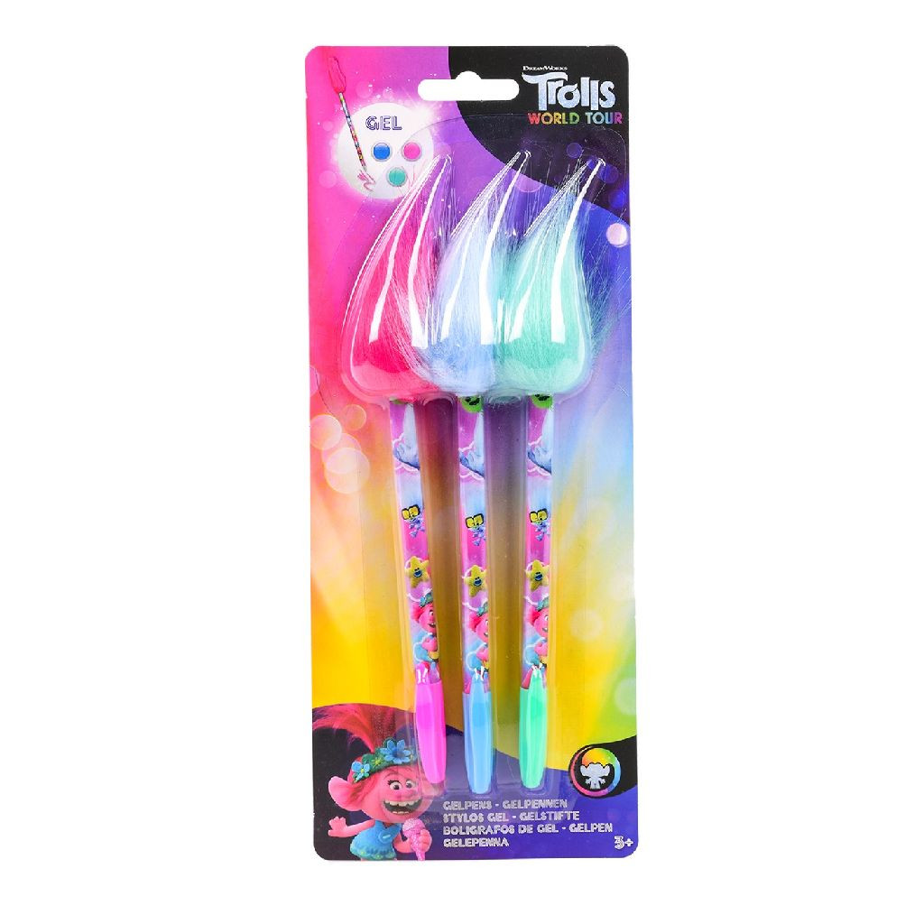 Trolls 2 - Fluffy Gelpen 3 Stuks