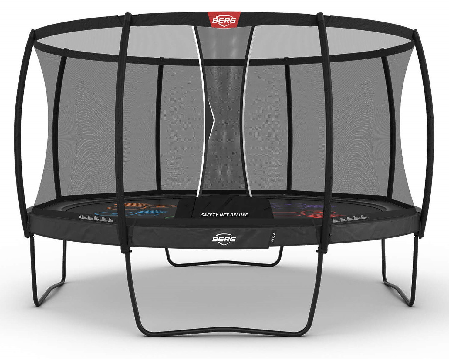 BERG Trampoline Elite Levels met Veiligheidsnet - Safetynet Deluxe - 430 cm - Antraciet Grijs - Airflow PRO - Twinspring
