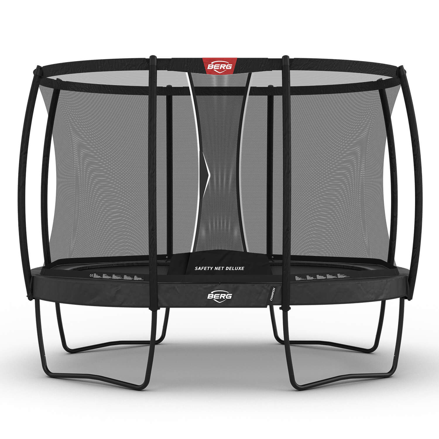 BERG Trampoline Grand Champion met Veiligheidsnet - Safetynet Deluxe - 350 x 250 cm - Ovaal - Antraciet Grijs - Airflow PRO - Twinspring