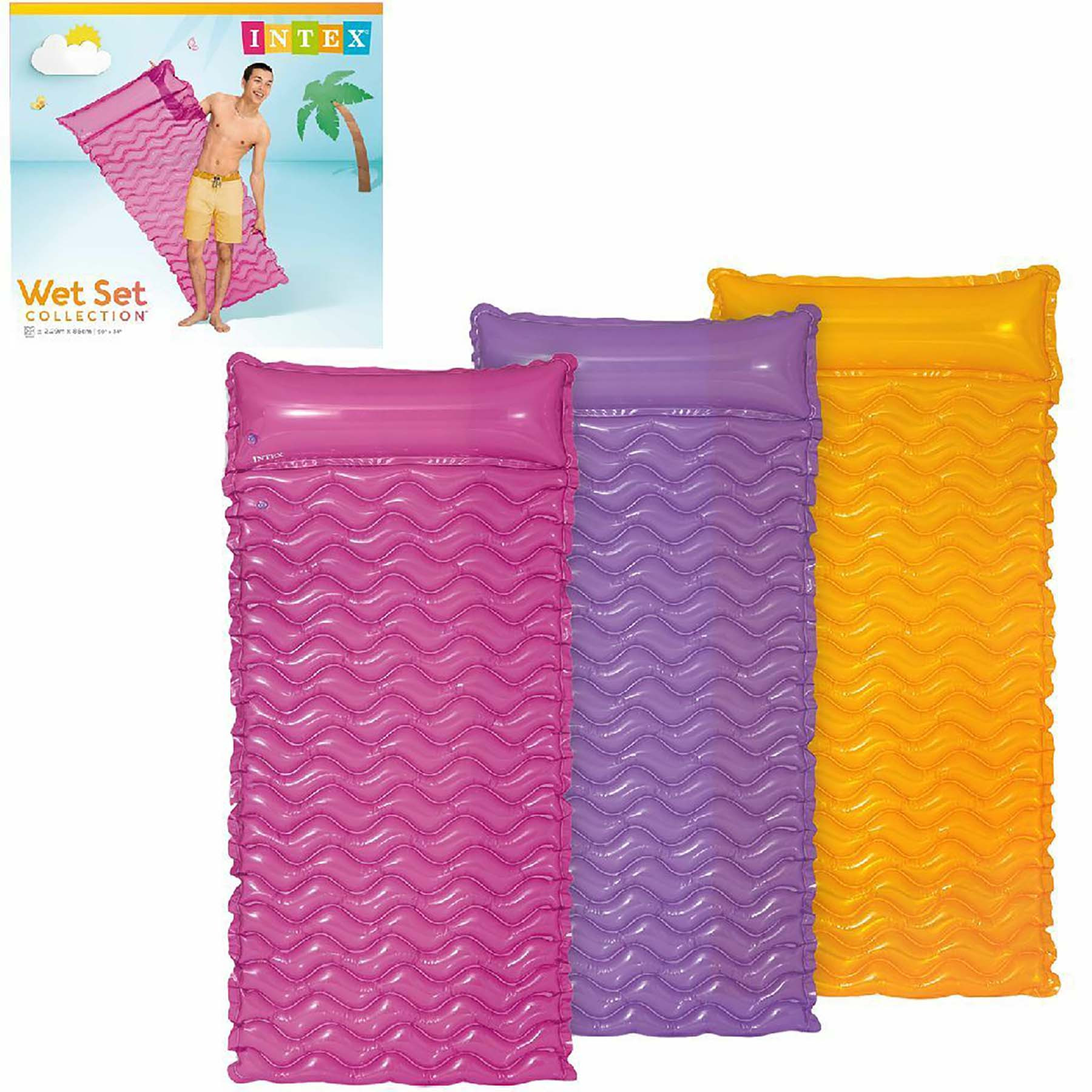 Intex Luchtbed Tote-n-Float Wave Mat -  229 cm x 86 cm - Assortiment - Prijs per Stuk
