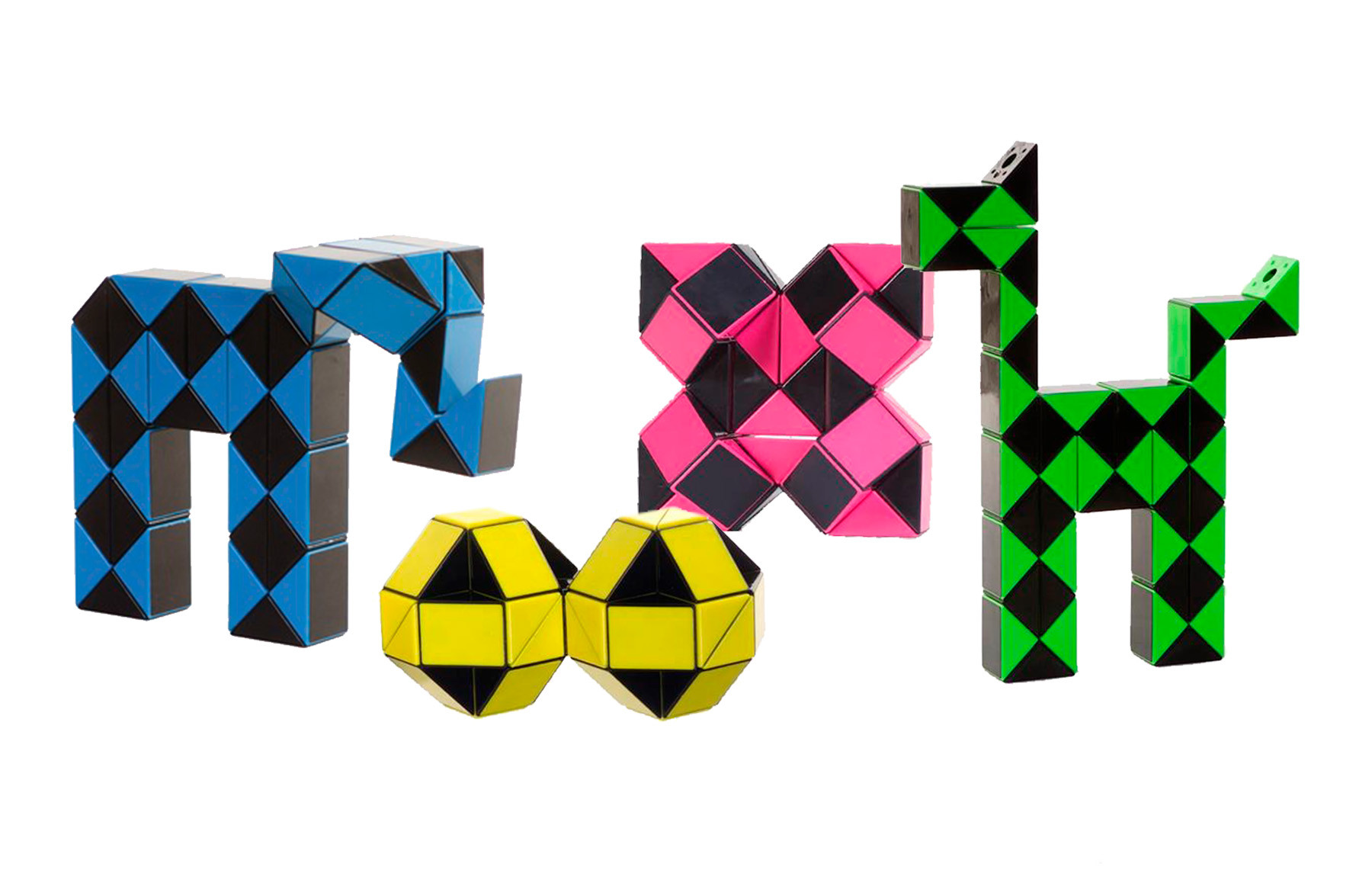 Clown Games Magic Puzzel - XL - Voordeelbundel - 4 Puzzels - Geel, Groen, Roze en Blauw - Fidget Snake