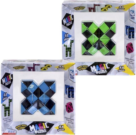 Clown Games Magic Puzzel - XL - 48 Delig - Groen en Blauw - Voordeelpakket - Fidget Snake 