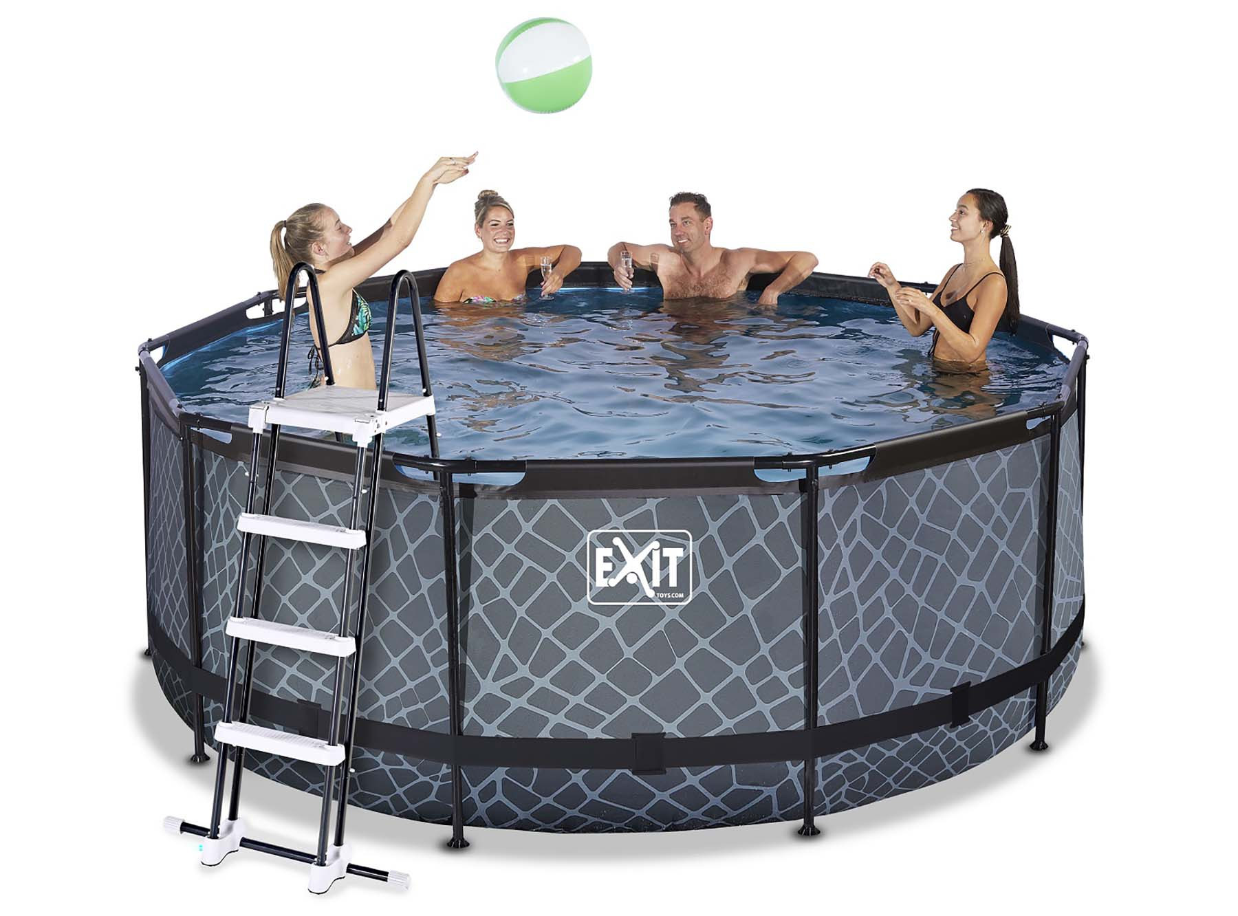 EXIT Frame Zwembad - Stone - met Zandfilterpomp - 360 cm x 122 cm - Grijs