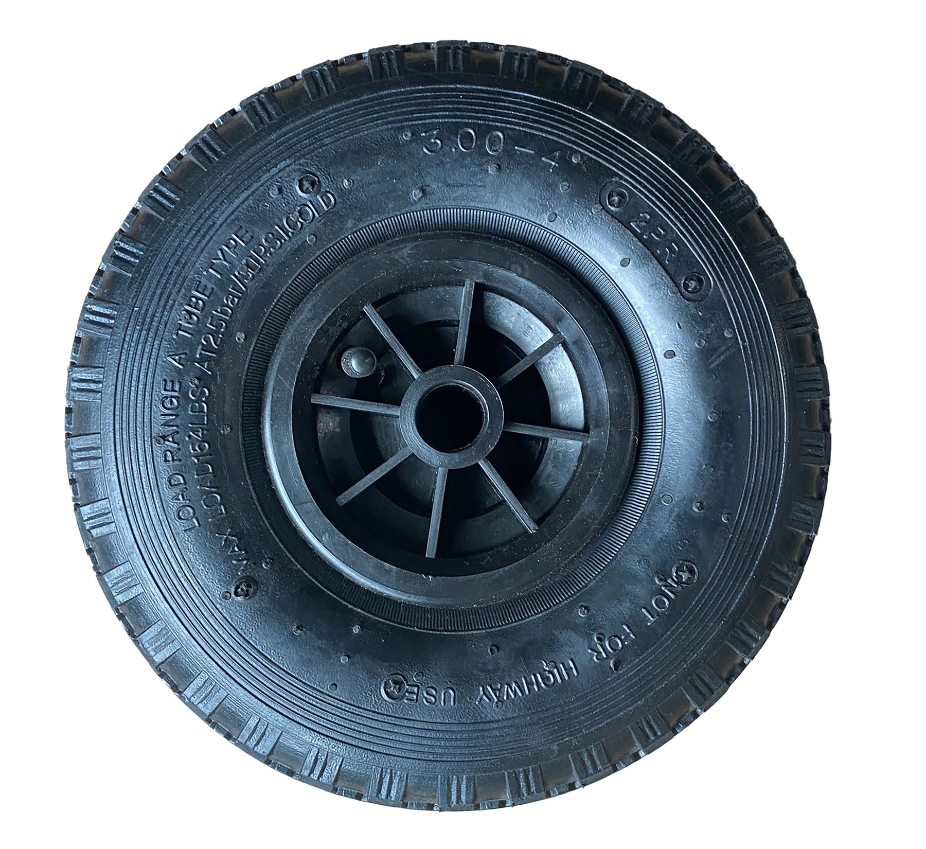 Wiel - Luchtbanden - voor Bolderwagen - 3.00-4 - Diameter 26 cm - Breedte 8,5 cm - Naaflengte 8 cm - Naafdiameter 2 cm