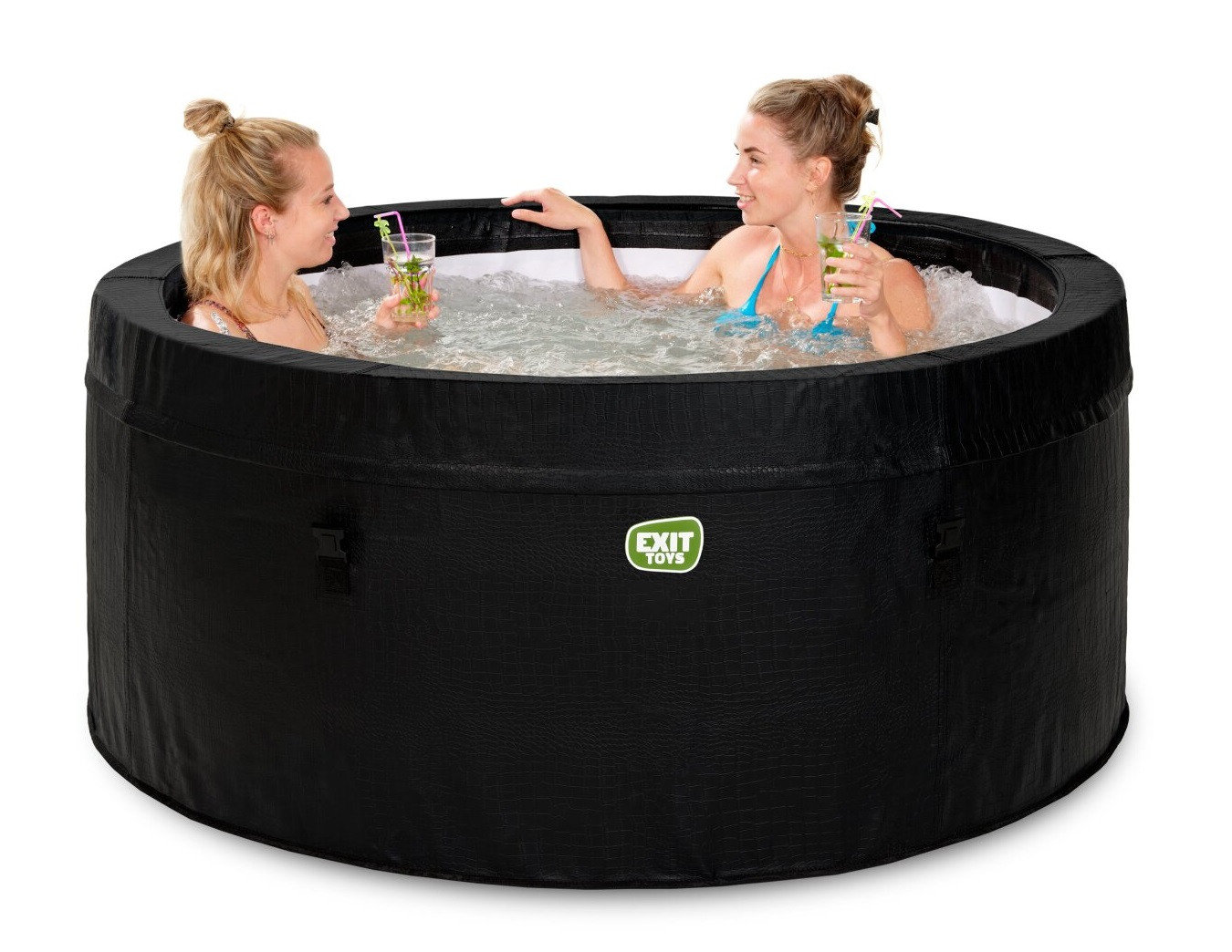 EXIT Leather Premium Spa - 2 Personen - 165 x 70 cm - Zwart - Opblaasbaar Bubbelbad - Jacuzzi - Whirlpool