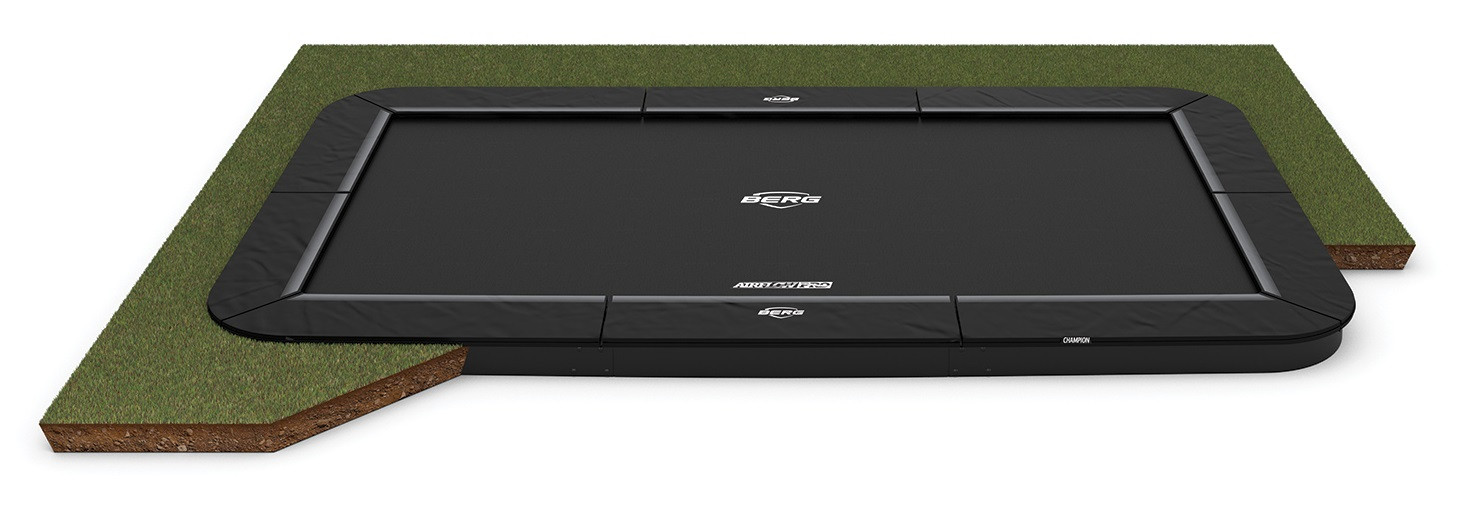 BERG Trampoline Ultim Champion - FlatGround - 410 x 250 cm - Zwart Limited Edition - Airflow PRO Springmat - Twinspring