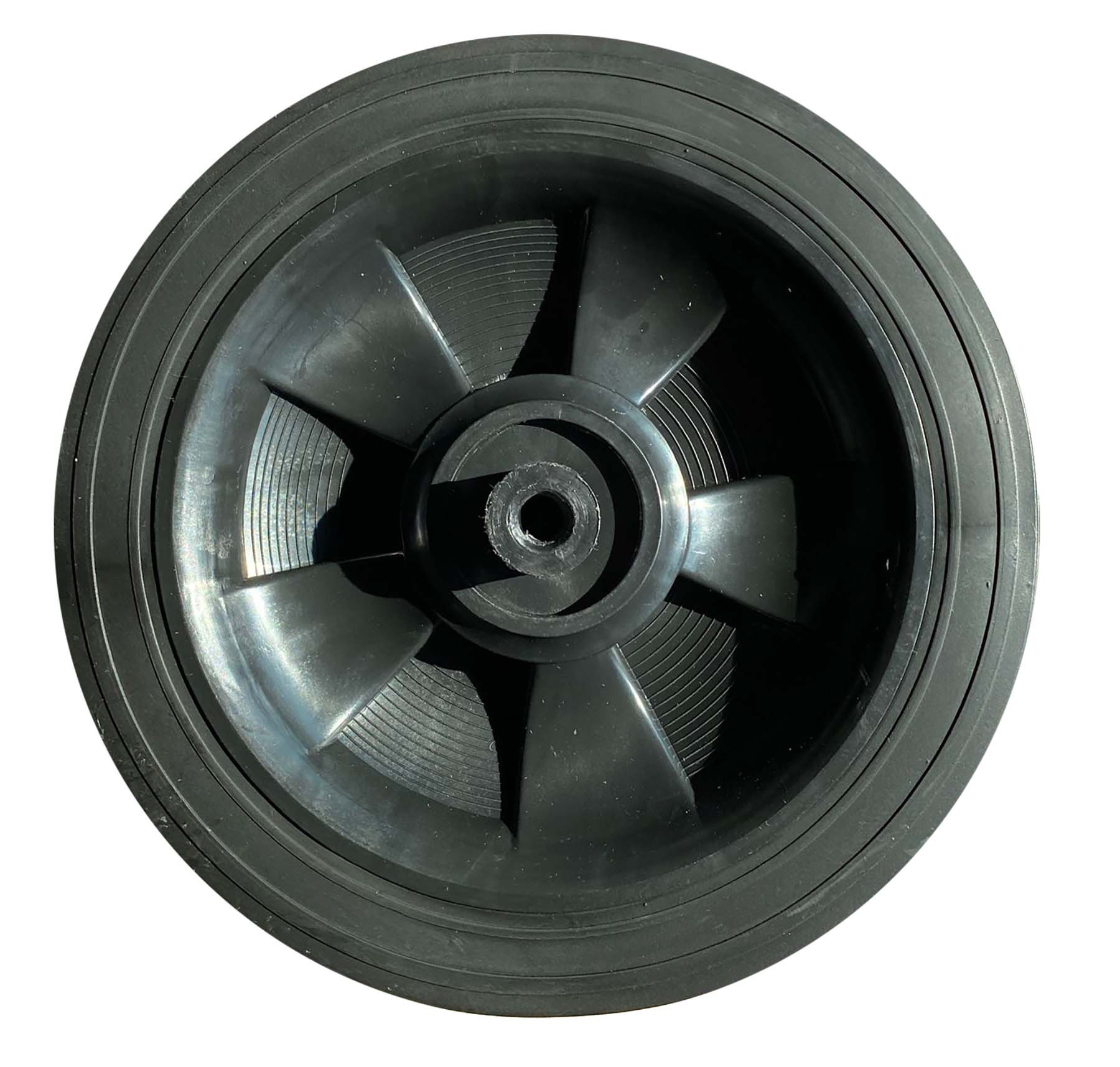 Wiel Kunststof - Massief - voor Bolderwagen - Diameter 20 cm - Breedte 3,5 cm - Naaflengte 5,5 cm - Naafdiameter 1 cm