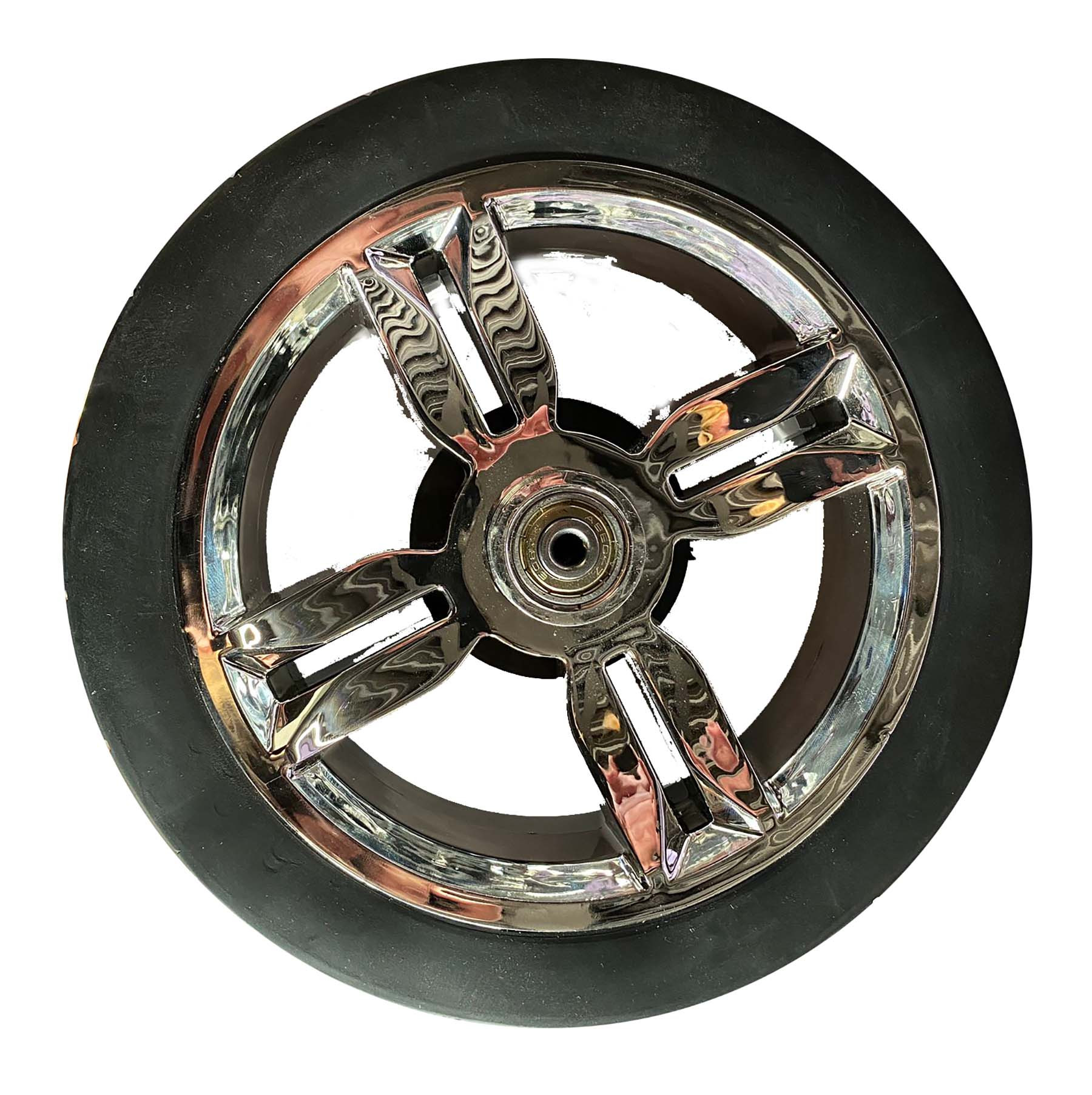 Wiel Kunststof Deluxe - Massief - voor Bolderwagen - Chrome / Zwart