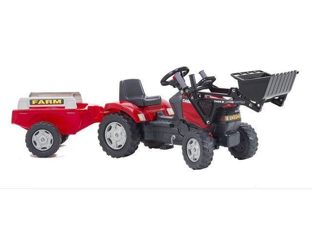 Falk Tractor Case met Voorlader en Aanhanger