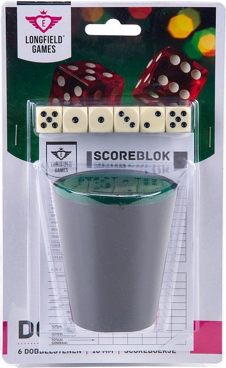 Dobbelset met Pokerbeker, Dobbelstenen en Scoreblok