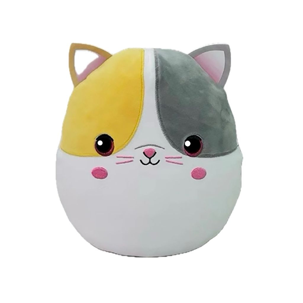 Ty Squish a Boo - Snuggles Yellow Grey Cat - 20 cm