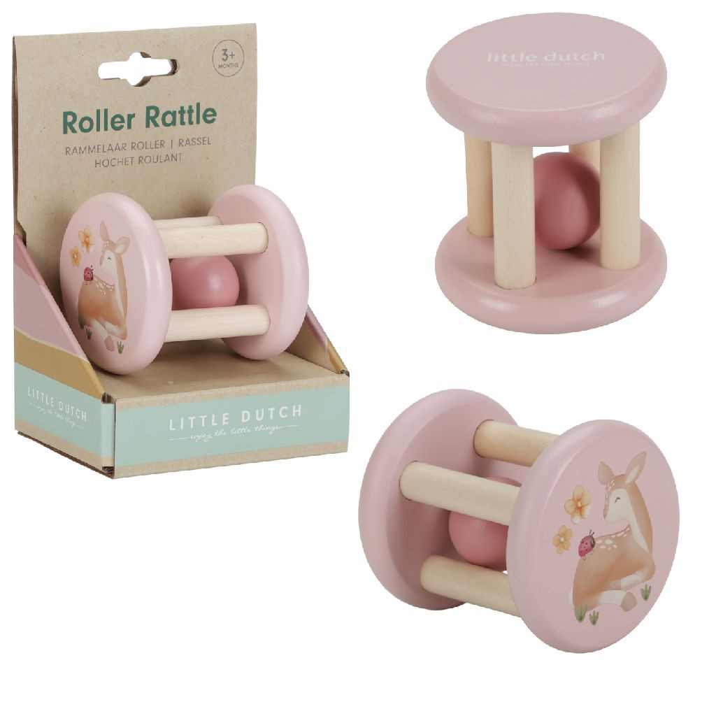 Little Dutch Fairy Garden Roller Rammelaar -  FSC Hout - Roze
