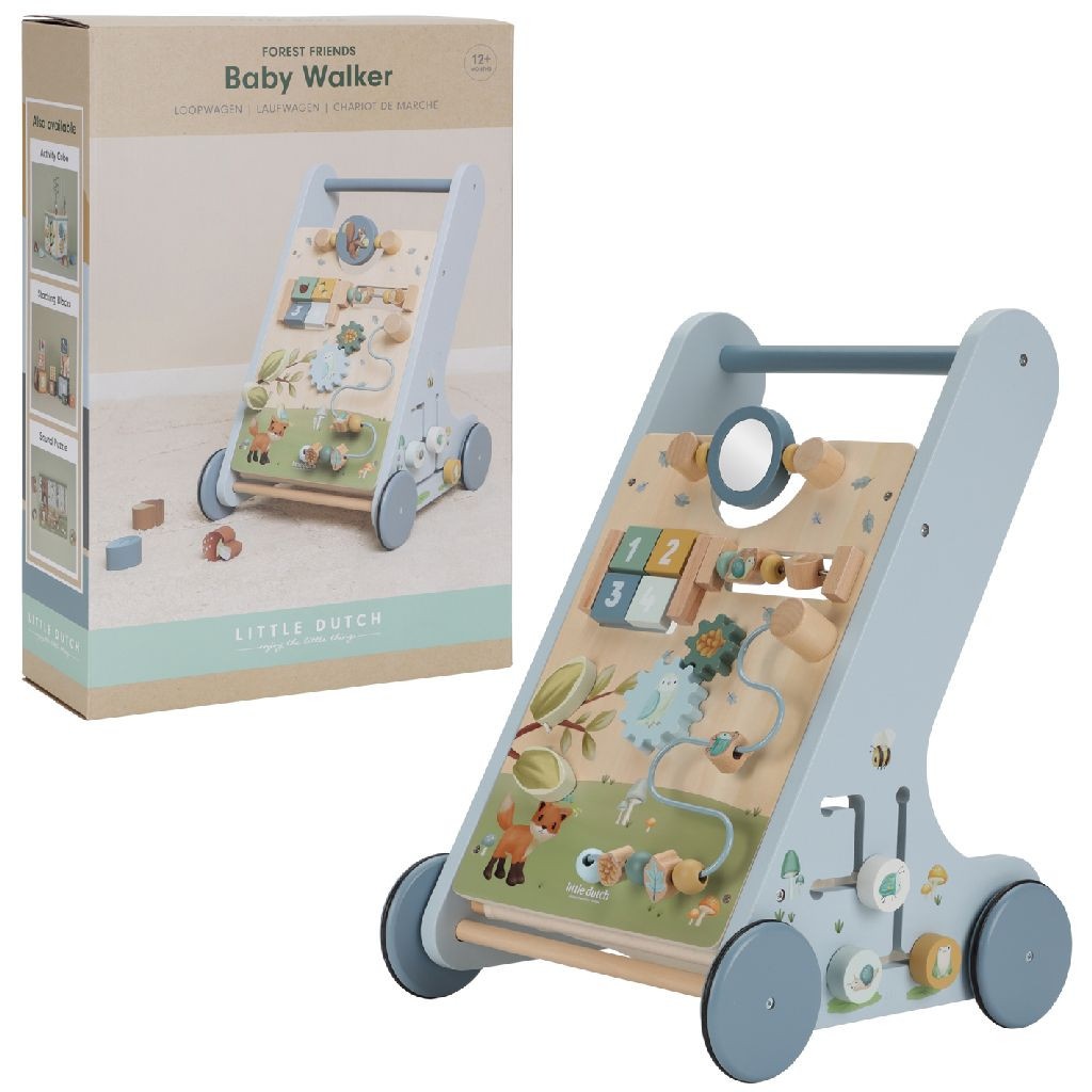 Little Dutch Forest Friends Loopwagen FSC Hout - Blauw