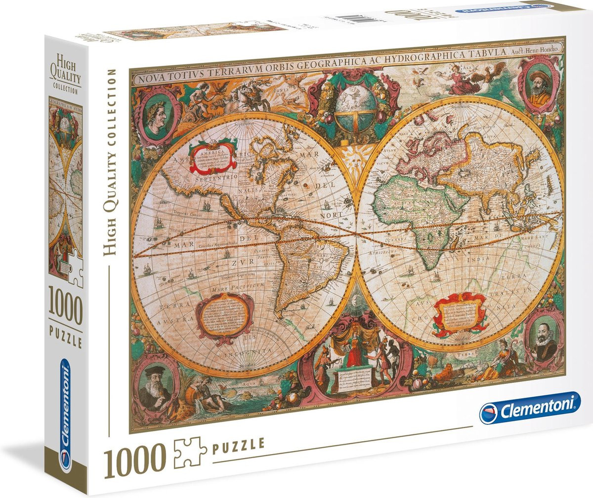 Clementoni Puzzel - High Quality Collection - Antieke Wereldkaart - 1000 stukjes
