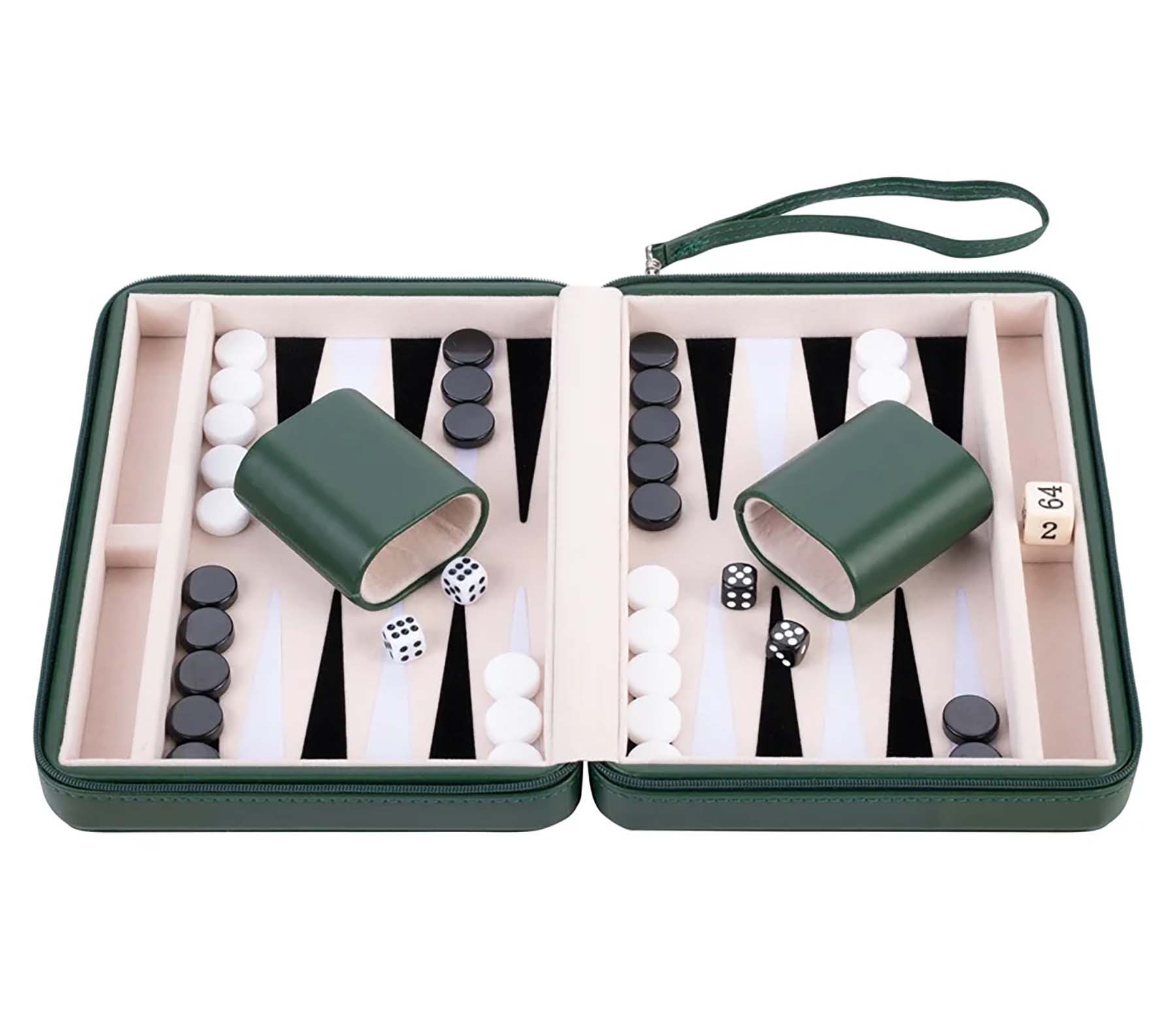 Backgammon in Koffer - Groen