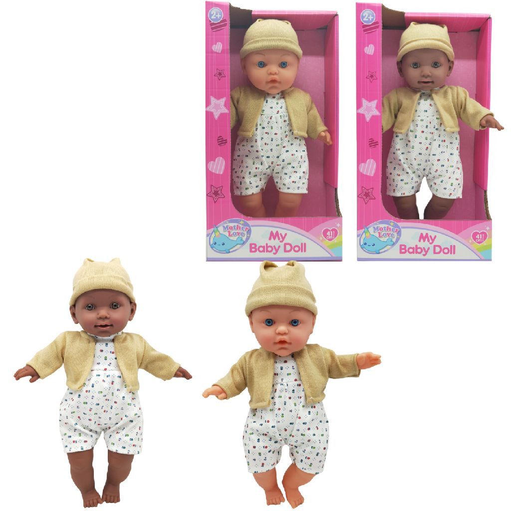 Mother Love Babypop - 41 cm - Donker / Blank - Assortiment - Prijs per Stuk