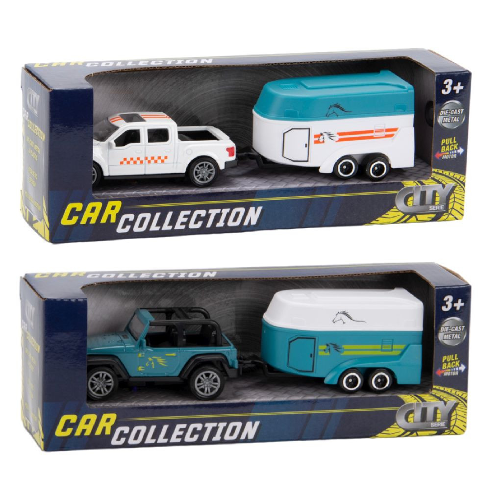 CITY Mini Die Cast Car+Paardentrailer 1:50 PB - Assortiment - Prijs per Stuk