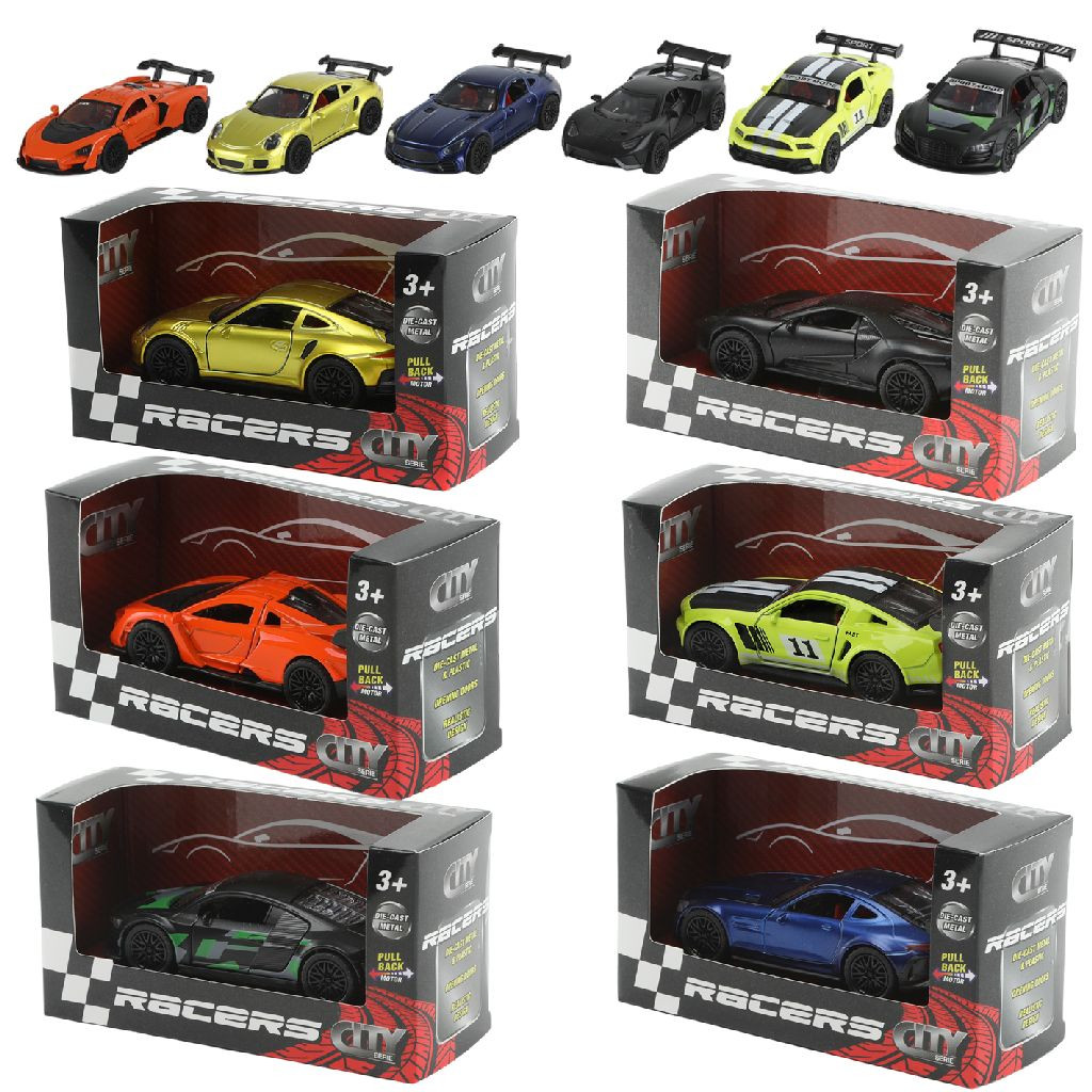 CITY Sportwagen 1:36 Pull Back Functie - Assortiment - Prijs per Stuk