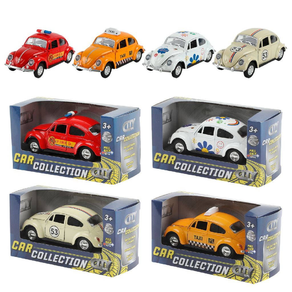 City Beetle 1:34 Pull Back Functie - Assortiment - Prijs per Stuk