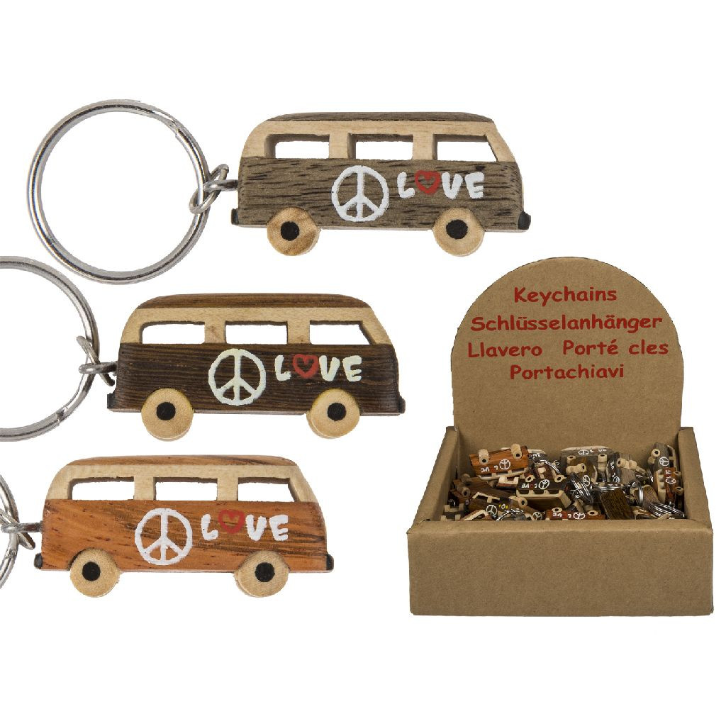 Sleutelhanger Hippie Van - 4 cm - Assortiment - Prijs per Stuk