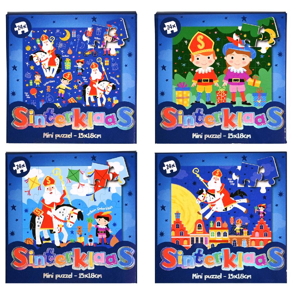 Sinterklaas Mini Puzzel 15 x 18 cm - 24 stukjes - Assortment - Prijs per Stuk