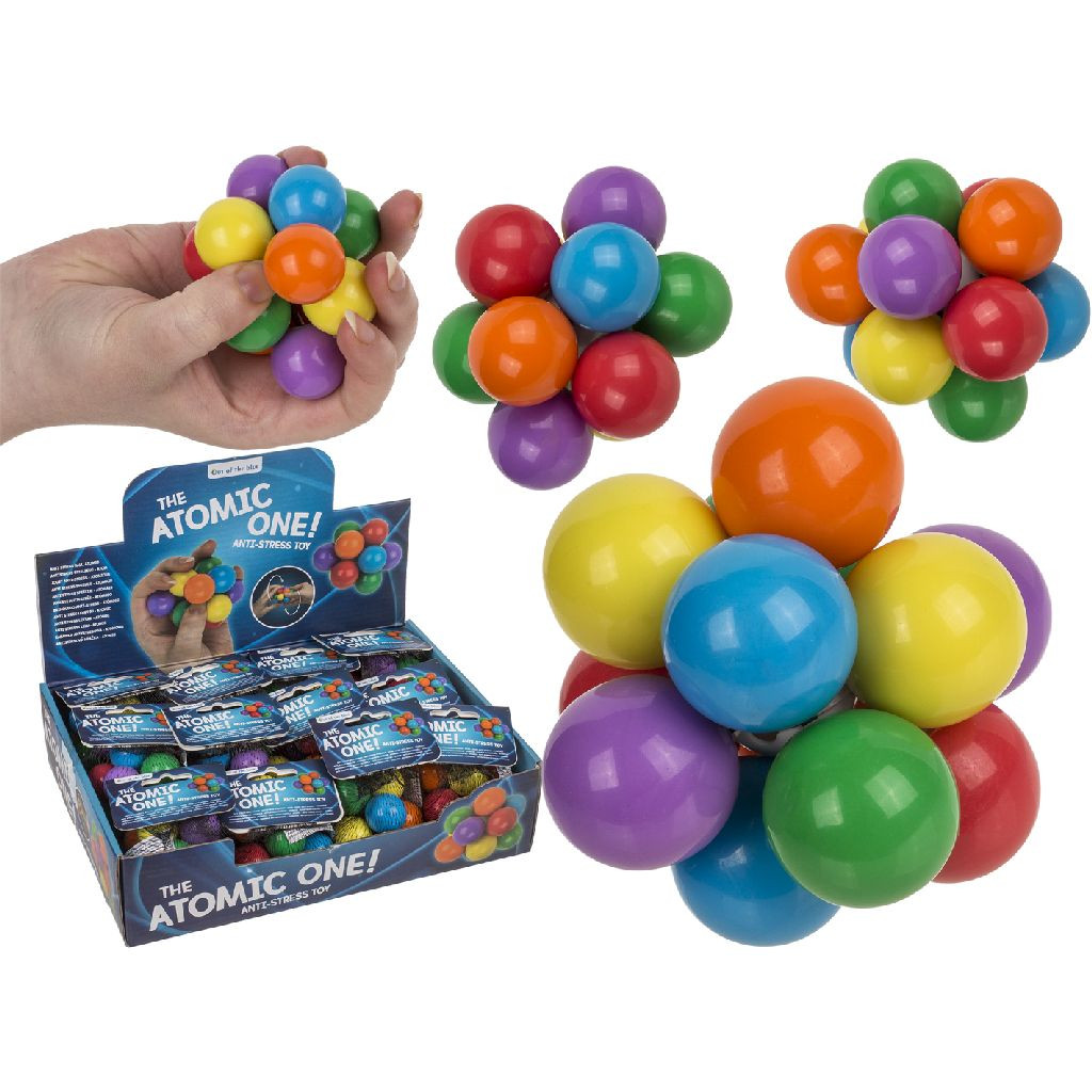 Anti Stress Atomic - 6.5 cm - Assortiment - Prijs per Stuk