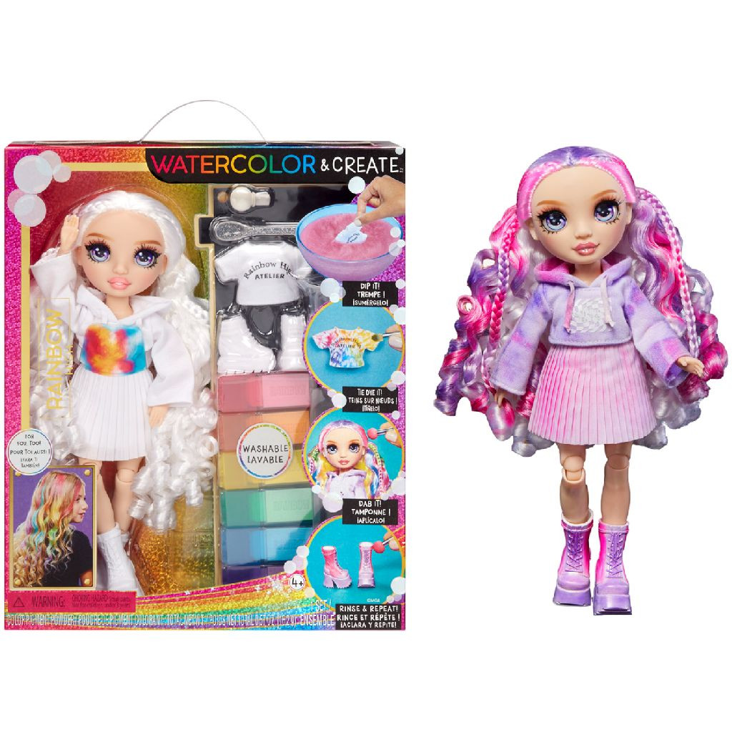 Rainbow High Watercolour & Create - Modepop - Paarse Ogen