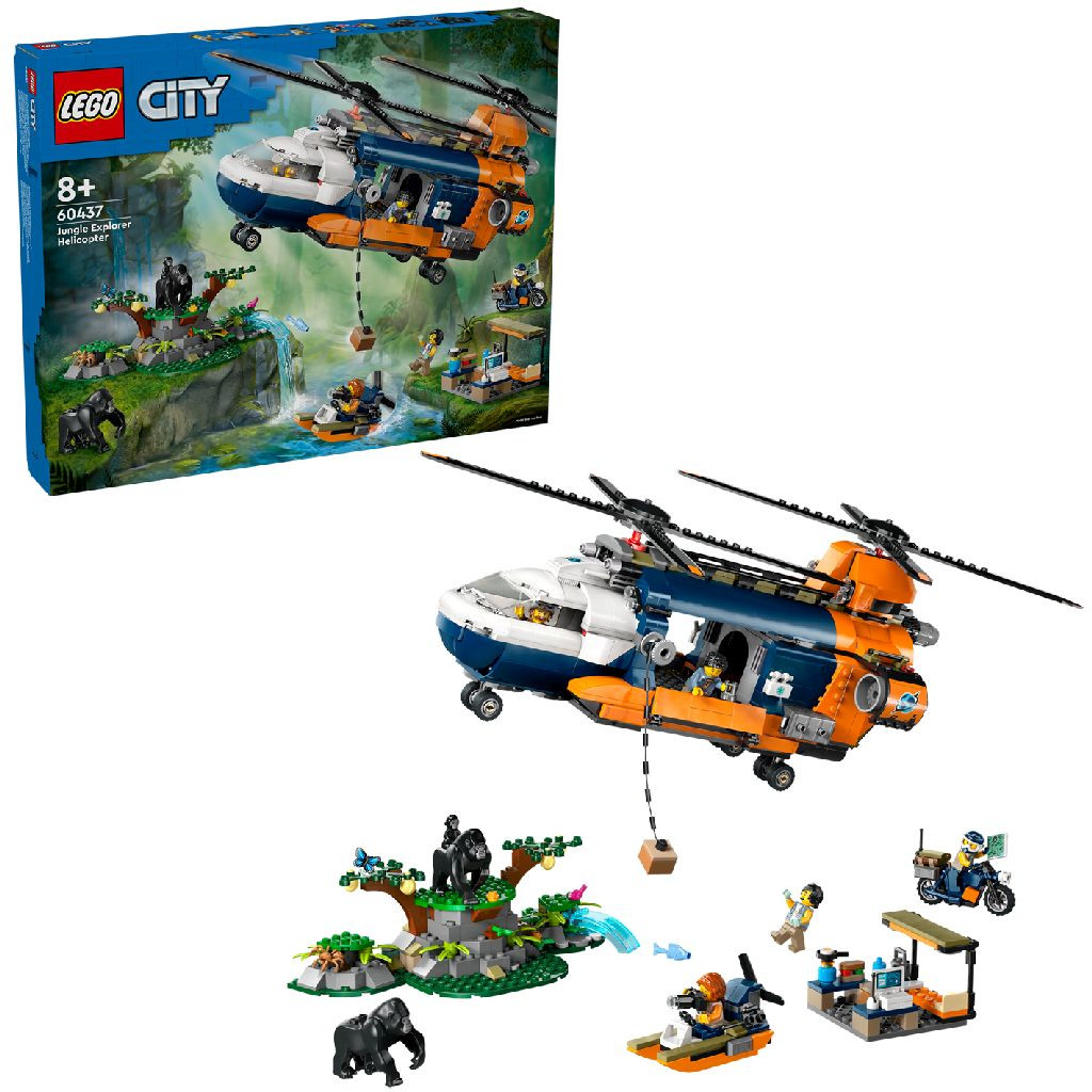 LEGO 60437 City Jungleonderzoekers: Helikopter bij de basis