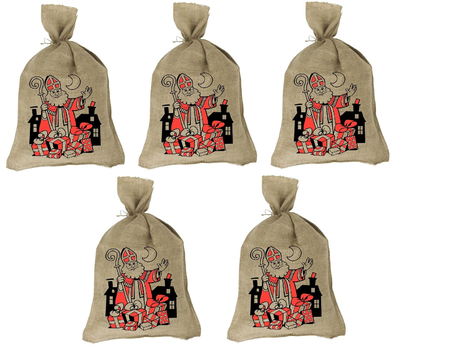 Sinterklaaszak - Jute zak - Jutezak - 86 x 51 cm - 5 Stuks
