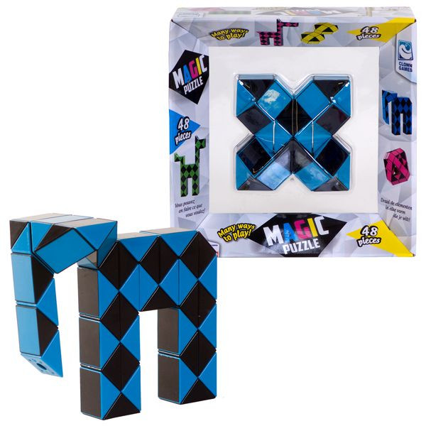 Clown Games Magic Puzzel - XL - 48 delig - Blauw - Fidget Snake