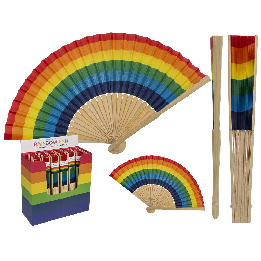 Waaier Regenboog - Bamboo - 21 cm
