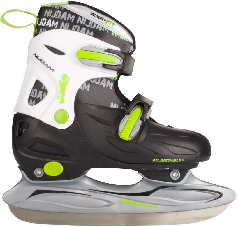 Nijdam IJshockeyschaats Just Jutta - Verstelbaar - Maat 34-35-36-37 - Zwart / Groen