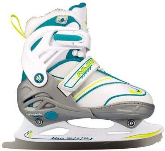 Nijdam Kunstschaats Beau - Verstelbaar - Semi Softboot - Maat 31-32-33-34 - Turqoise / Wit