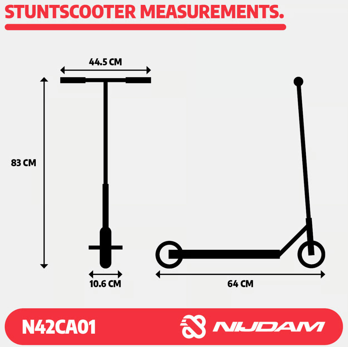 Nijdam Stuntstep - Vert Flyer - Zwart/Grijs/Wit
