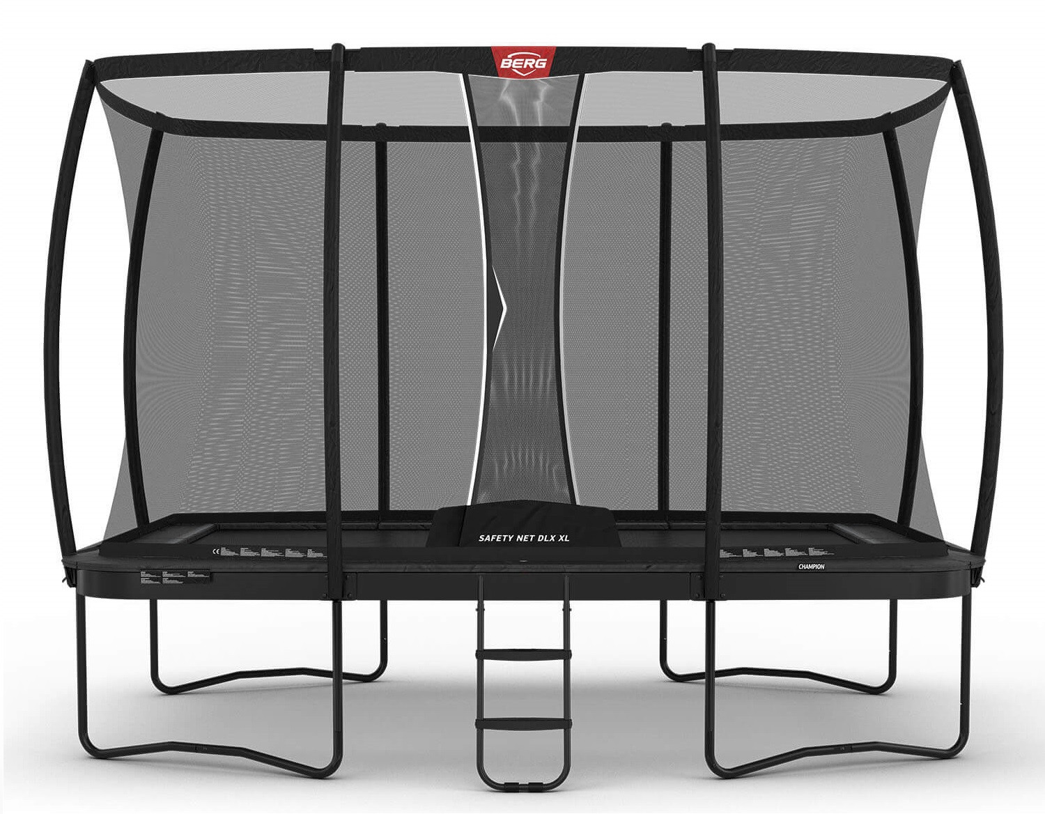 BERG Trampoline Ultim Champion met Veiligheidsnet - Safetynet Deluxe XL - 410 x 250 cm - Antraciet Grijs - met Airflow PRO Springmat