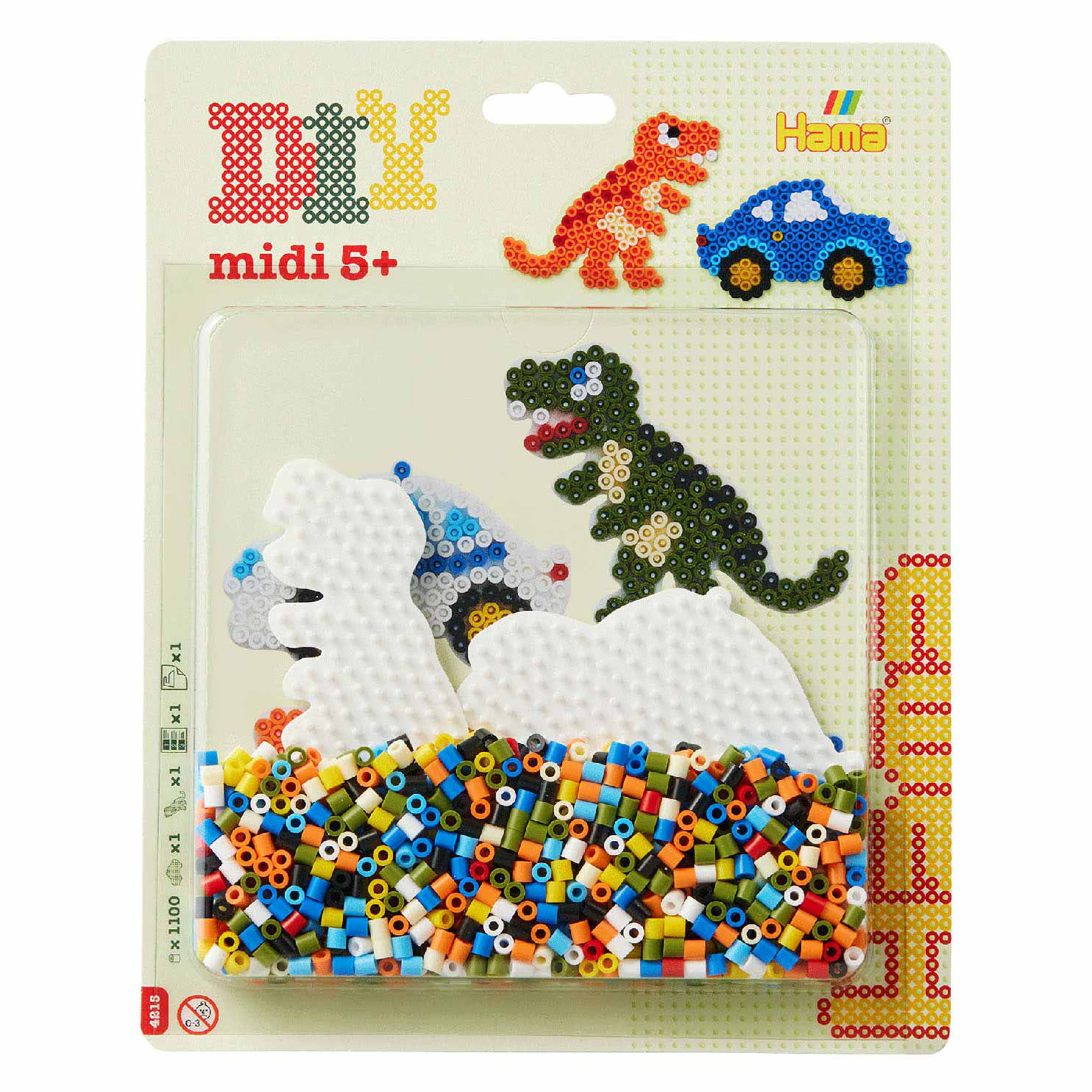 Hama 4217 Strijkkralen Set - 1100 Kralen en 2 Grondplaten - Dino
