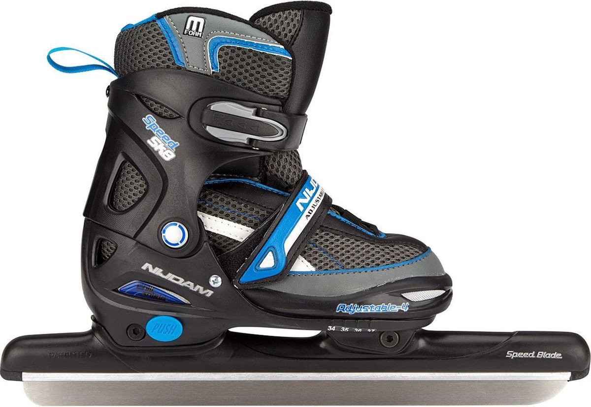 Nijdam Norenschaats Junior - Verstelbaar - Semi Softboot - Maat 30-33 - Zwart/Zilver/Blauw