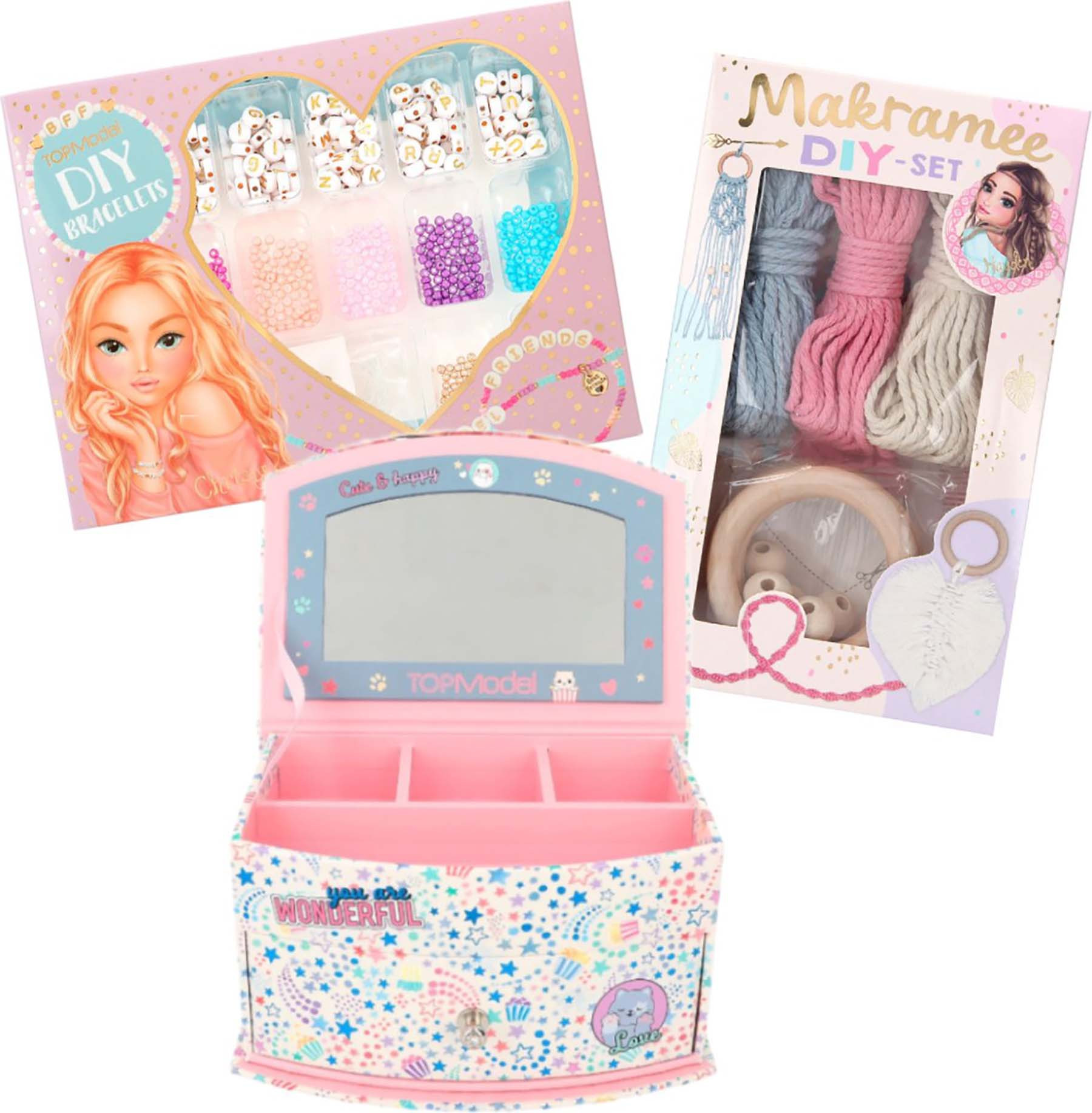 TOPModel Creatief Beauty Accessoires Pakket - Sieraden doosje - Macrame - DIY armbanden - Kado - Cadeau - Knutsel