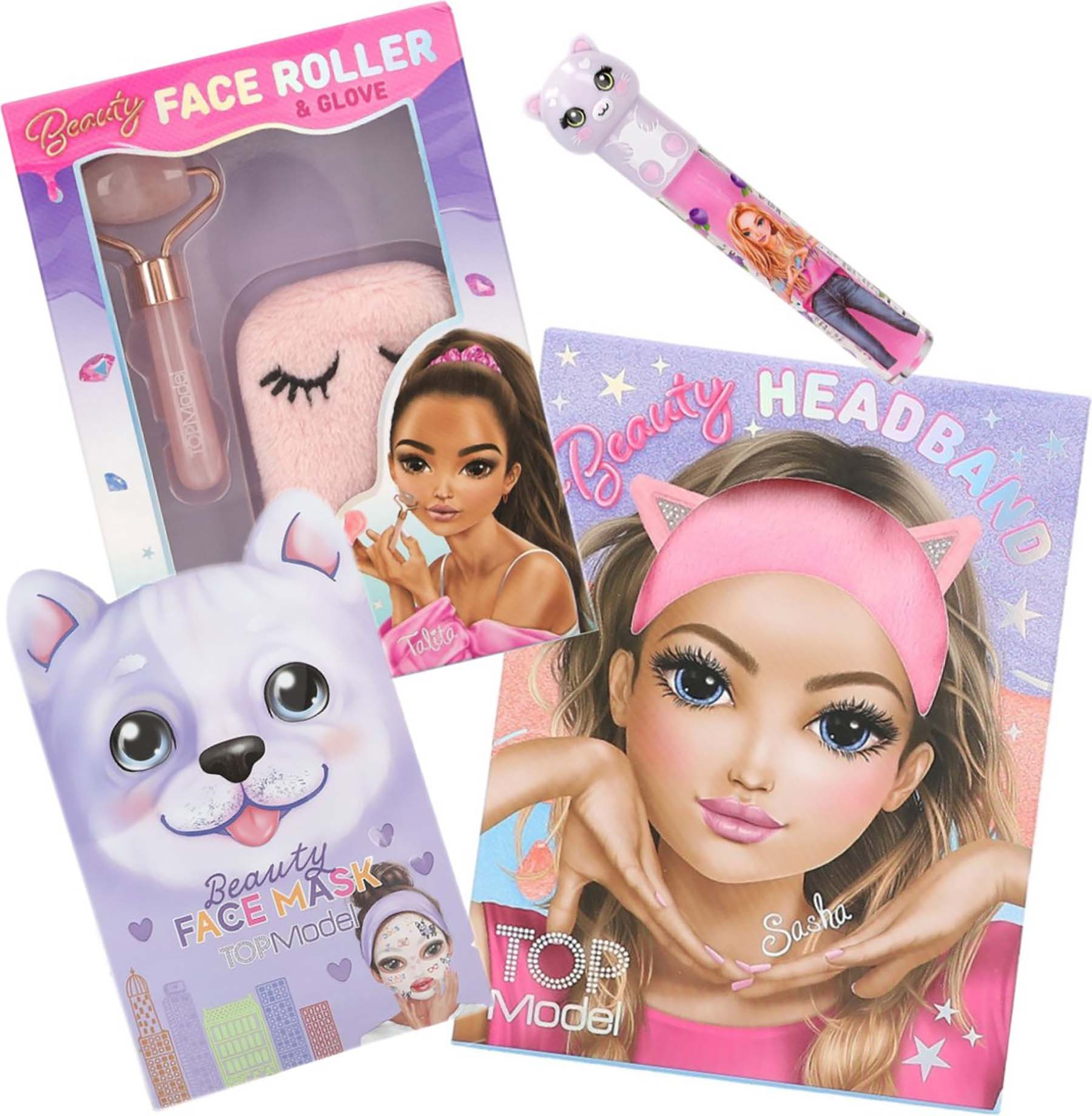TOPModel Beauty Kado Pakket - Headband - Faceroller - Lipgloss - Gezichtsmasker - Haarband - Top Model - Cadeau