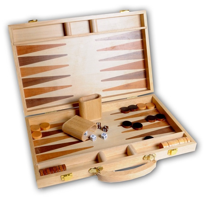 Backgammon Spel - 15 Inch - Ingelegd Hout