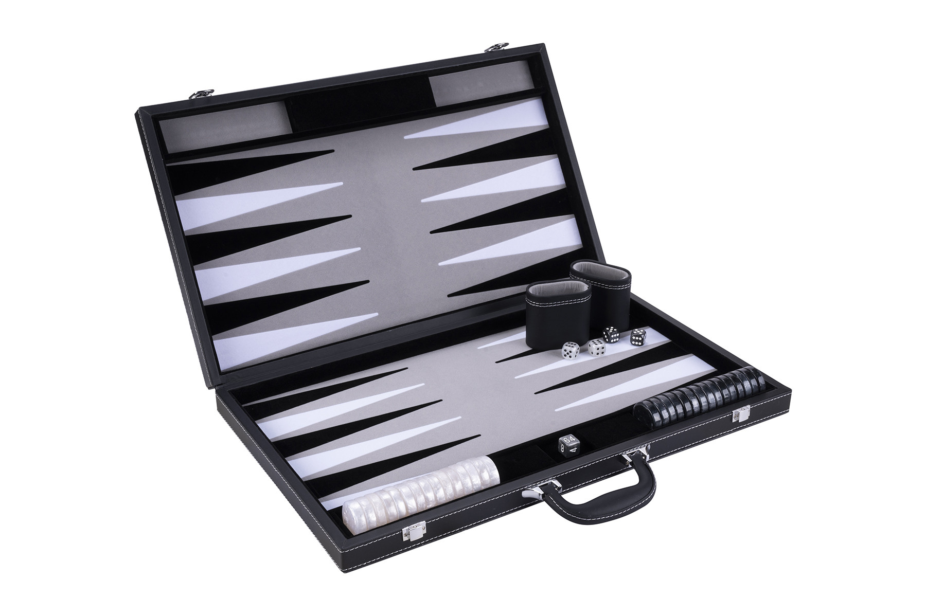 Backgammon Spel - 21 inch - Ingelegd - Zwart/Wit/Grijs