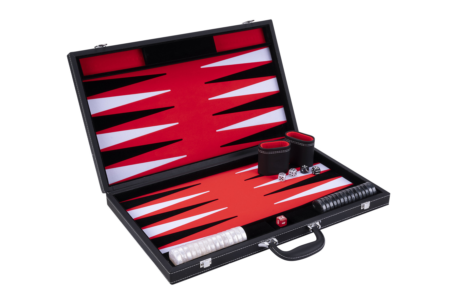 Backgammon Spel - 21 inch - Ingelegd - Rood/Zwart/Wit
