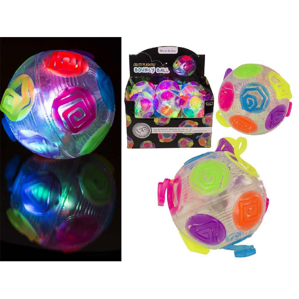 Bouncing Ball Crazy Flashring Rainbow - 8 cm - Stuiterbal 