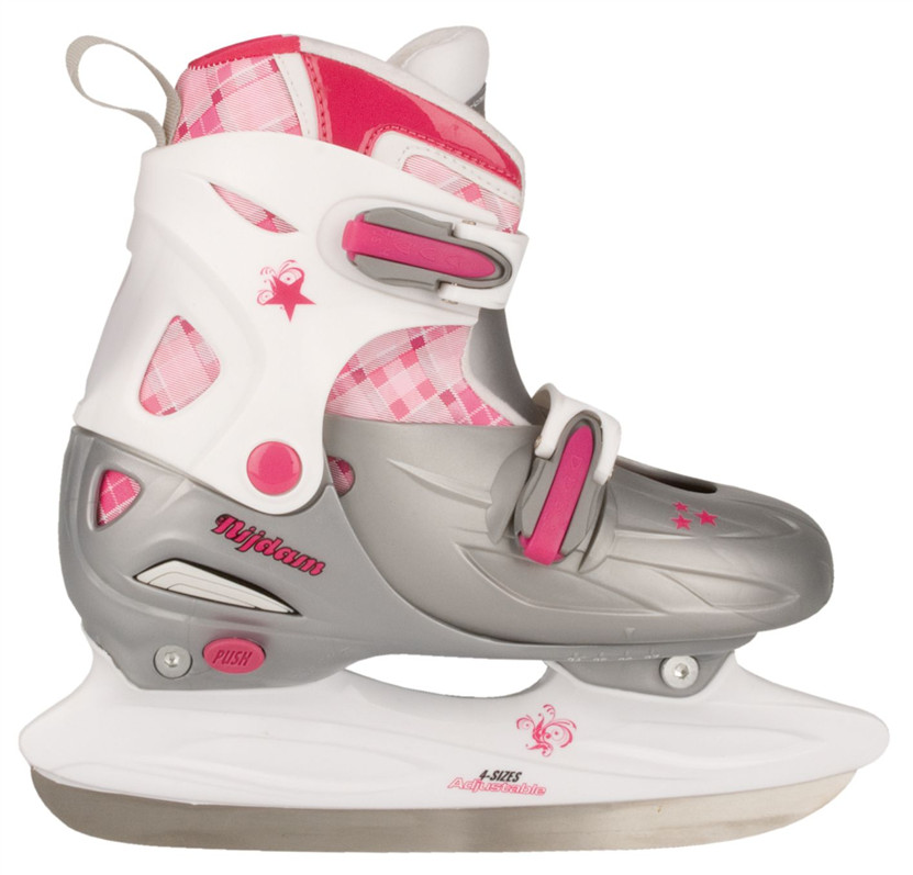 Nijdam Kunstschaats Diamond Pattern - Hardboot - Verstelbaar - Maat 34-35-36-37 - Roze / Wit