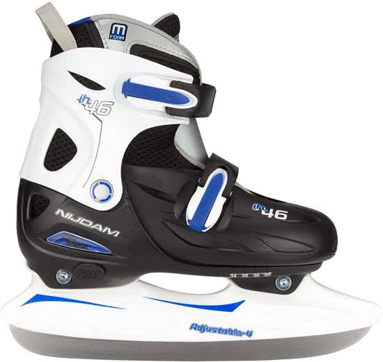 Nijdam IJshockeyschaats - Hardboot -Verstelbaar - Maat 27-28-29-30 - Blauw 